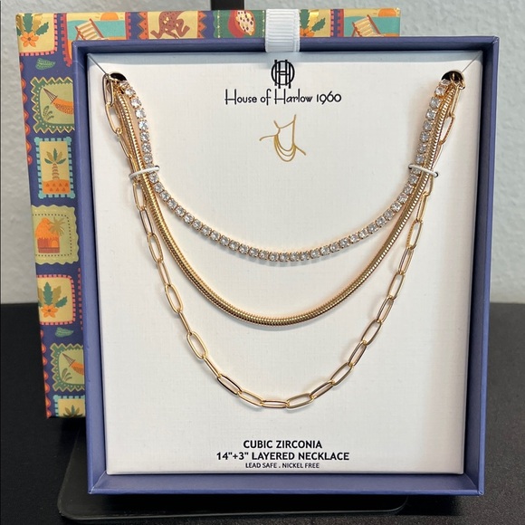 House of Harlow 1960 | Layered Cubic Zirconia Necklace ✨ - Picture 1 of 11